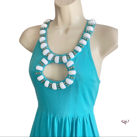 🆕 Milly of New York Beaded Oversized Jeweled Keyhole Neckline Knit Dress✨Size S - Picture 10 of 13